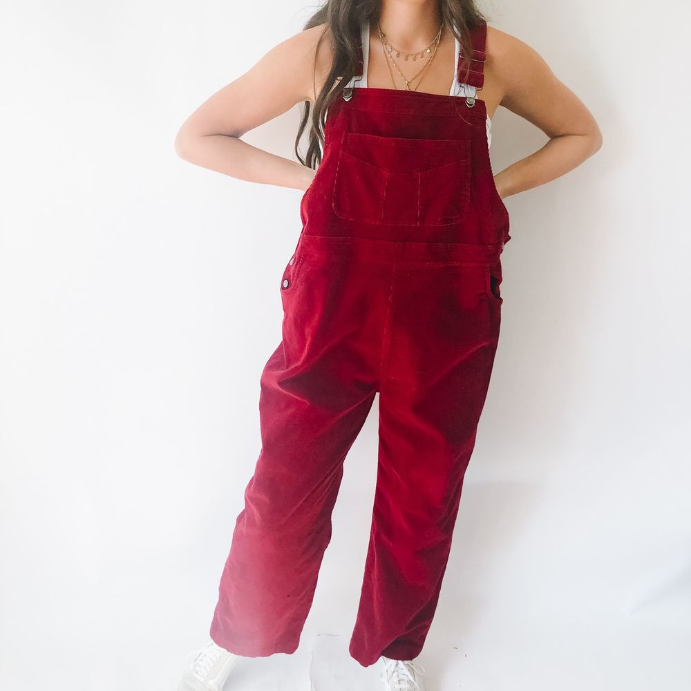 Vintage Maroon Corduroy Overalls XL